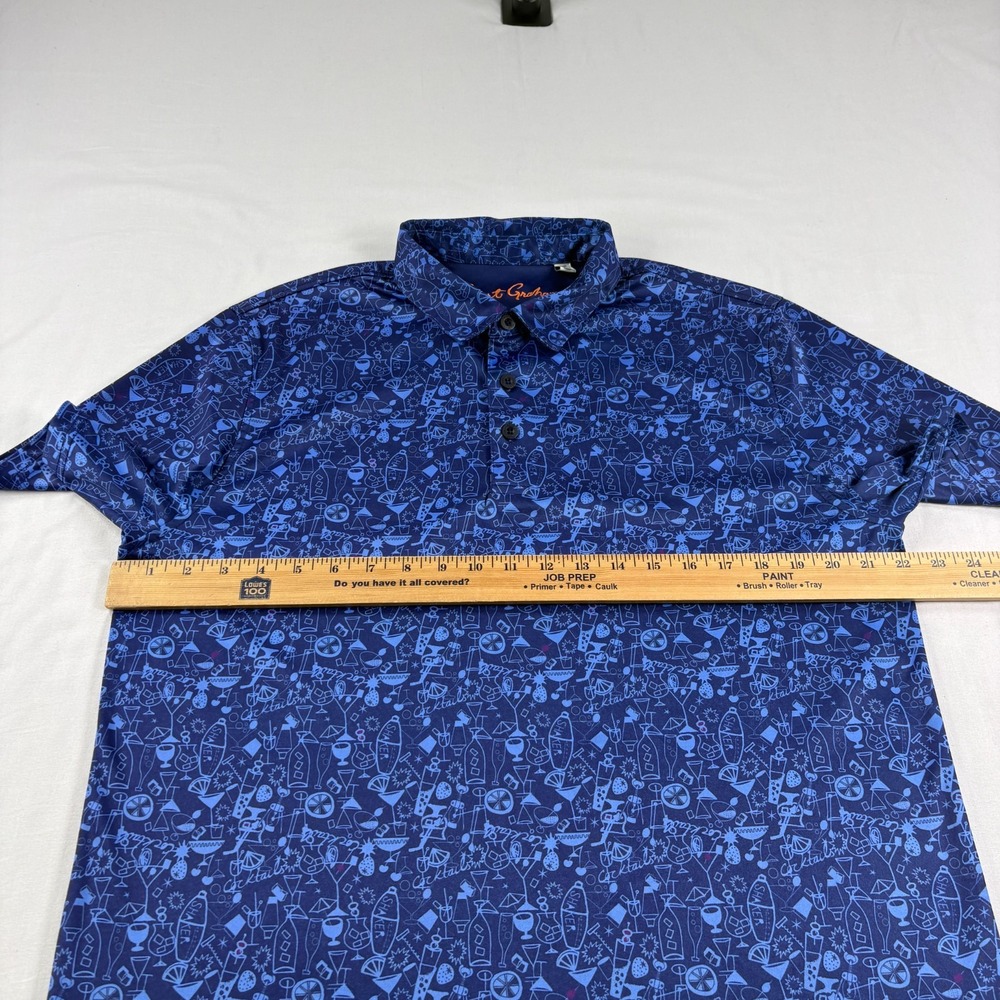 Robert Graham Shirt Men Large Blue Golf Polo Martini Graphic Performance Stretch - Picture 5 of 10